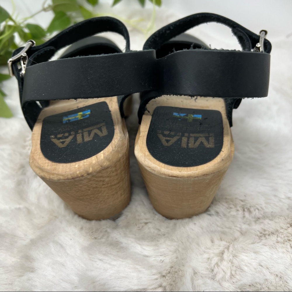 MIA Abba Clog Sandals black Brown Size wooden 39 US 9 - Picture 5 of 12
